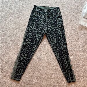 Victoria’s Secret Green/Black Leopard Print High Waisted Mesh Detail Leggings